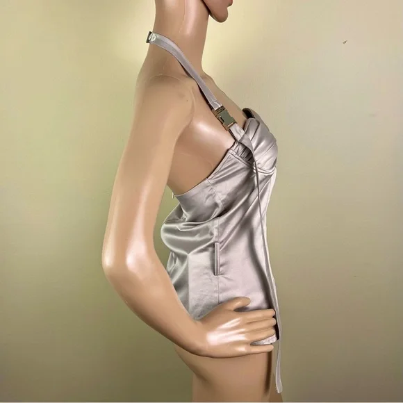 NEW ROKH BEIGE BUSTIER HALTER TOP - Picture 6 of 10